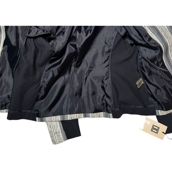 Ivanka Trump Women's Blue Striped Tweed Fringe Zip Blazer Jacket Size 6 NWT - Picture 6 of 11